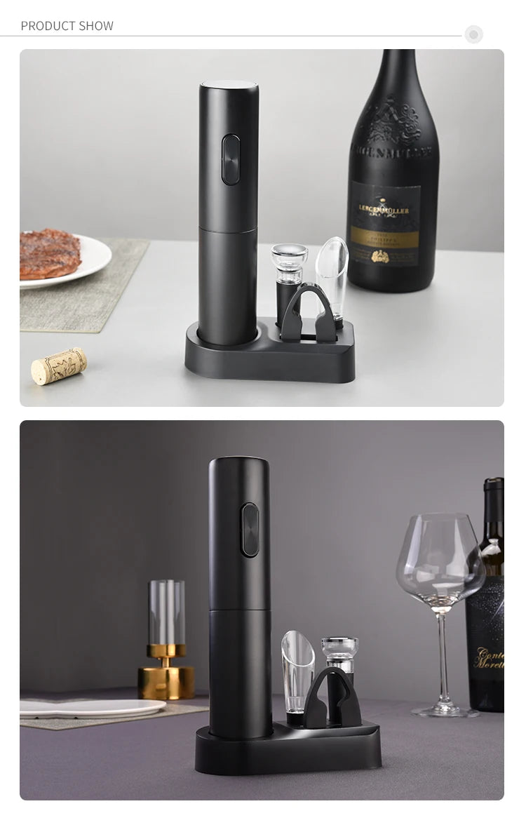 1PCS/1SET Electric Wine Opener Automatic Wine Bottle Corkscrew with Aerator Pourer & Foil Cutter for Kitchen Bar Tool Party Gift