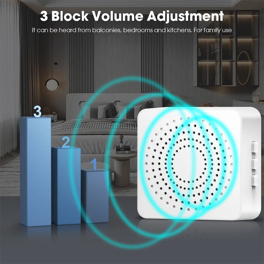 USB Wireless Doorbell Smart Welcome Door Bell Three-speed volume 38 Songs Melodies Doorbell For Home Bed Call Emergent Call