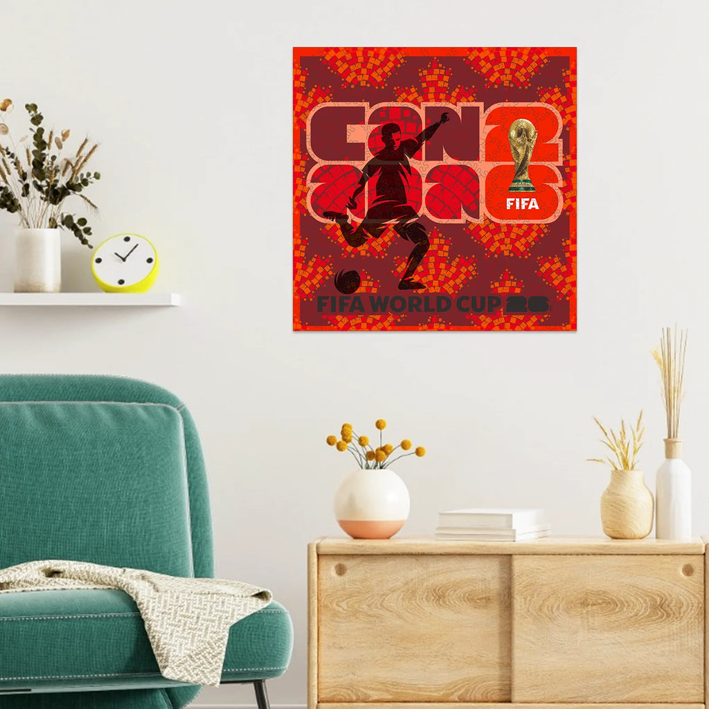 Canada 2026 FIFA World Cup Wooden Puzzle 3D Poster USA Mexico Soccer Fan Collectible Gift Toy Family Game Brain Teaser