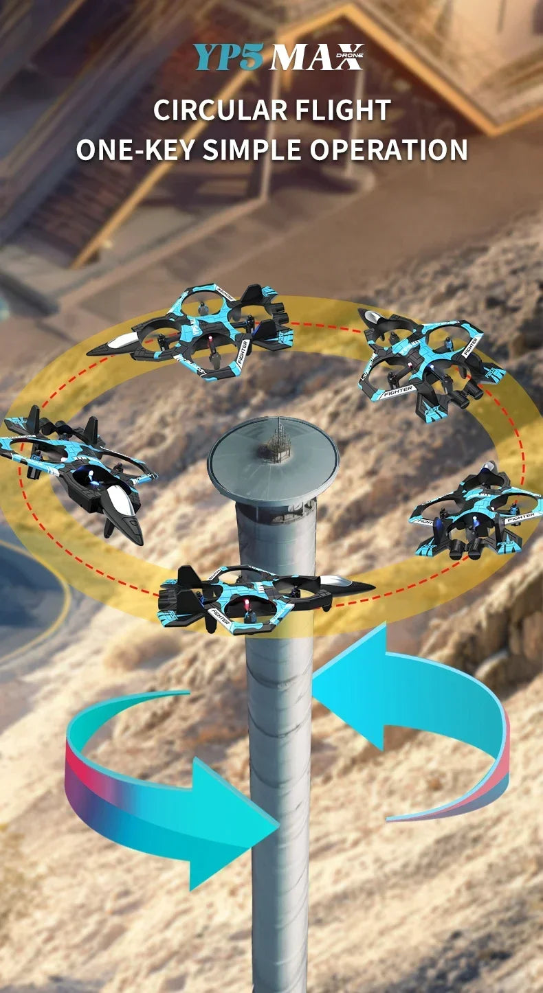 2025 new YP5 Remote Control Drone 2.4G 360° Flip Fighter Jet Toy Intelligent Fixed Height Hovering RC Airplane for Boys Kids Toy