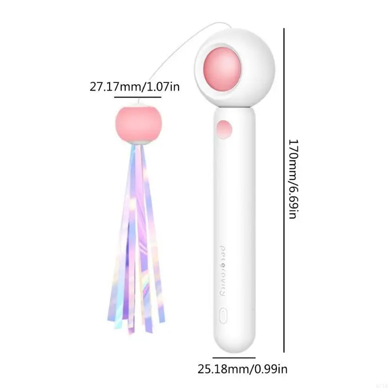 D7YB Retractable Wand Toy Tassel Toy Long Tease Wand with Ball