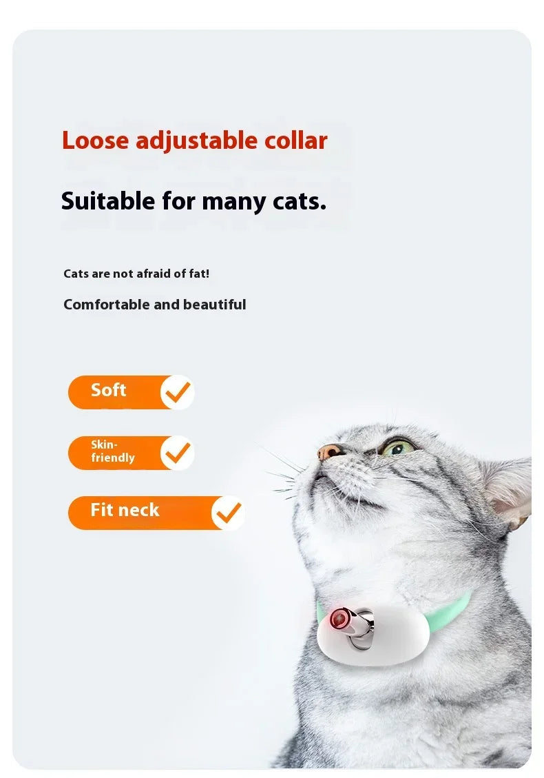 Rechargeable Cat Collar Laser Toy with Red Light, Interactive Cat Laser Toy for Bored Indoor Cats, Electric Laser Collar Toy