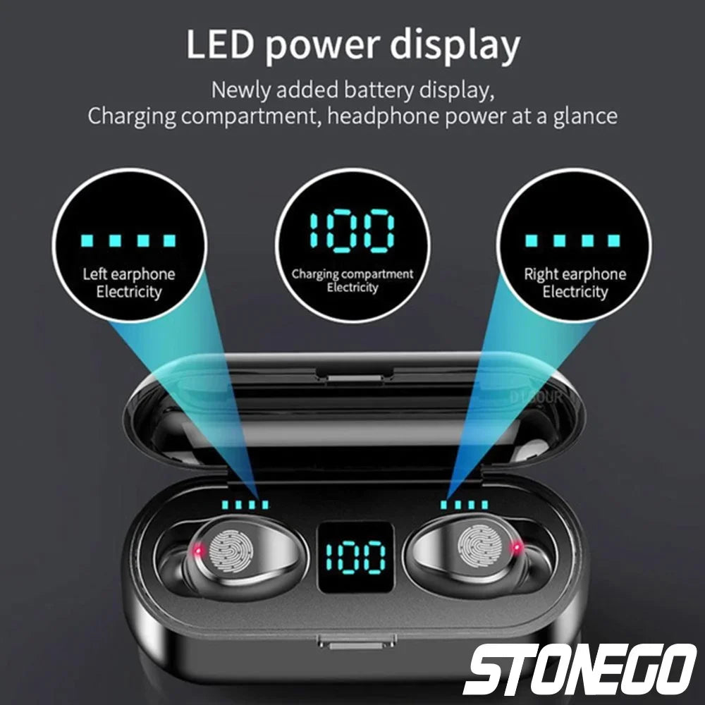 Wireless Bluetooth TWS Earphones Sport Waterproof HiFi Noise Cancelling Deep Bass Sound Dual Charging Box