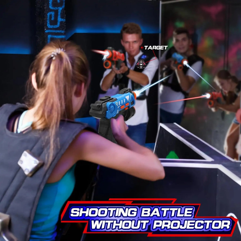 VATOS Infrared Laser Tag Guns Set Projector Duck UFO Hunting Game Indoor 2 Players Mini Pistol Toy Kids 2-7 Ages Boys Girls Gift
