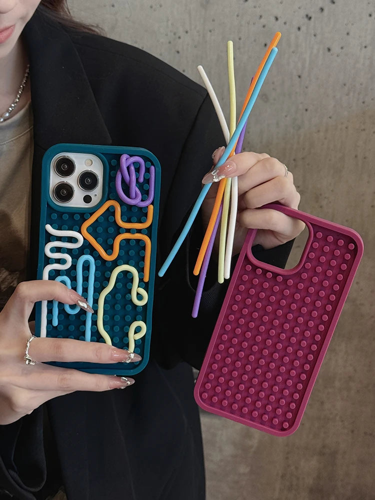 Funny Sensory Activity Board Silicone Decompression Phone Case For iPhone 16 15 14 13 12 11 17 Pro Max Soft Back Cover