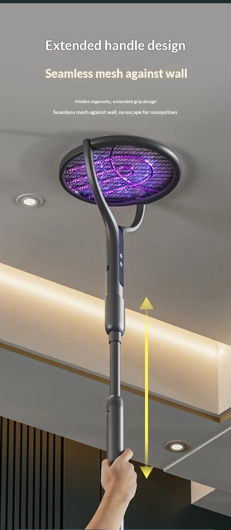 Rotating Head Bug Zapper Racket Rechargeable Electric Fly Swatter Fly Killer and Mosquito Trap Lamp for Indoor and Outdoor