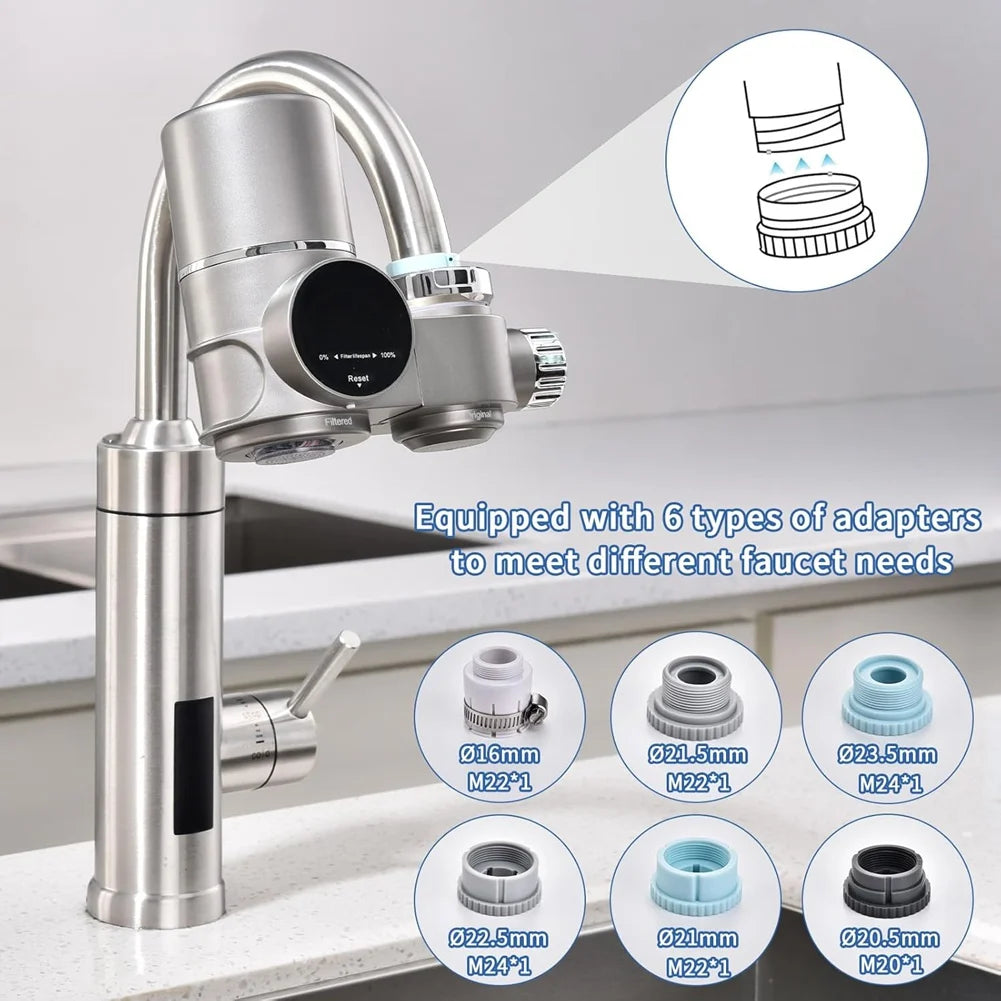 A01M Faucet Water Filter, LED Display Water Purifier to Reduce Lead, Chlorine & Heavy Metals, Sink Water Filter