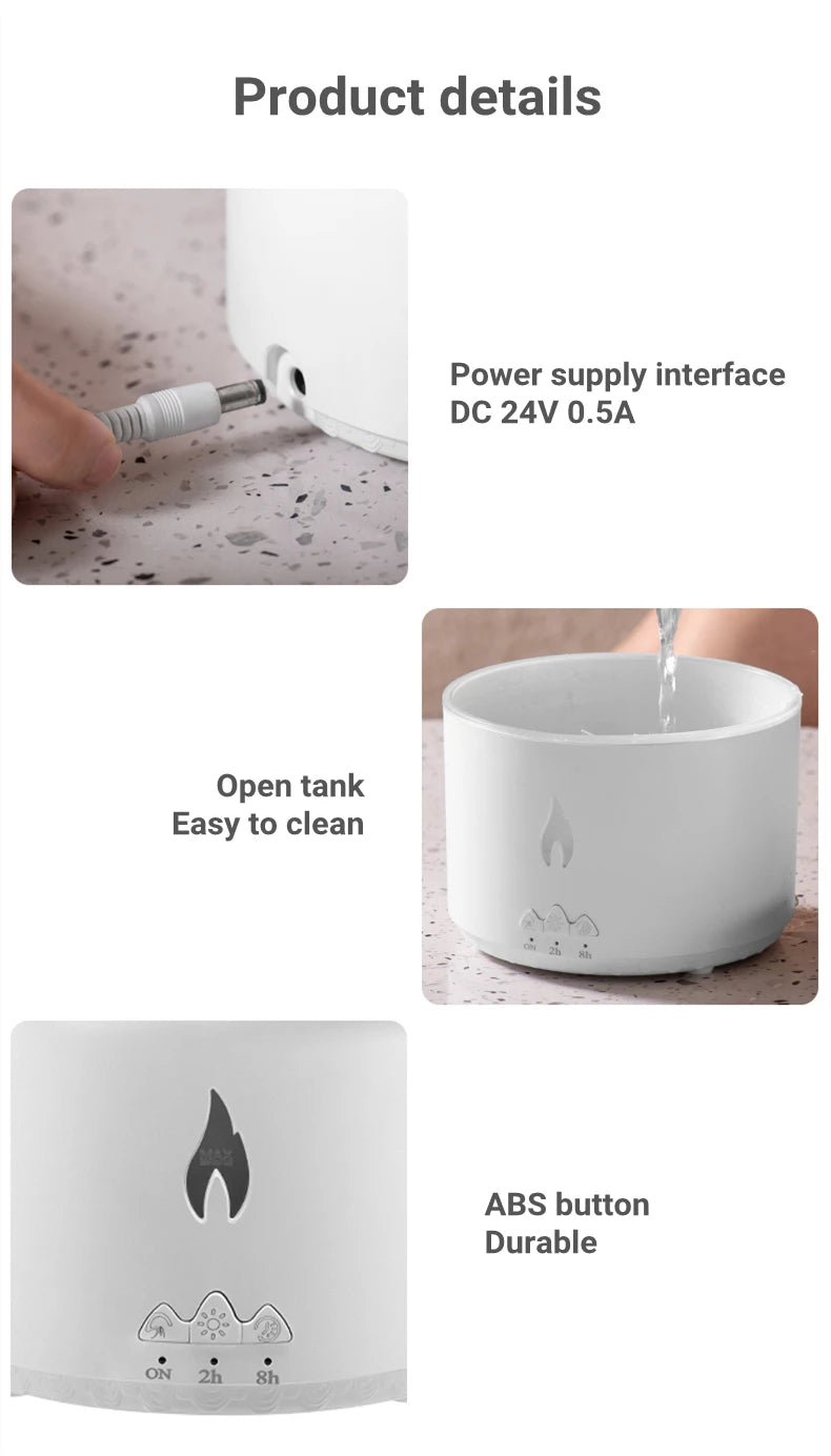 Office Home Desktop Air Humidifier Electric Aroma Essential Oil Diffuser with Flame Lamp Volcano Eruption Fragrance Machine