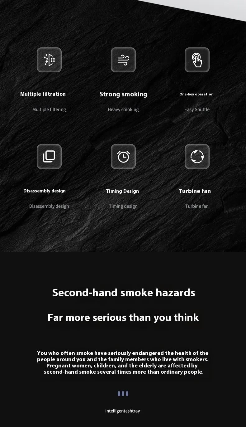 Electric 2 in 1 Multi-Functional Intelligent Ashtray Household Air Purifier Modern Function Portable Indoor Smokeless Ashtray
