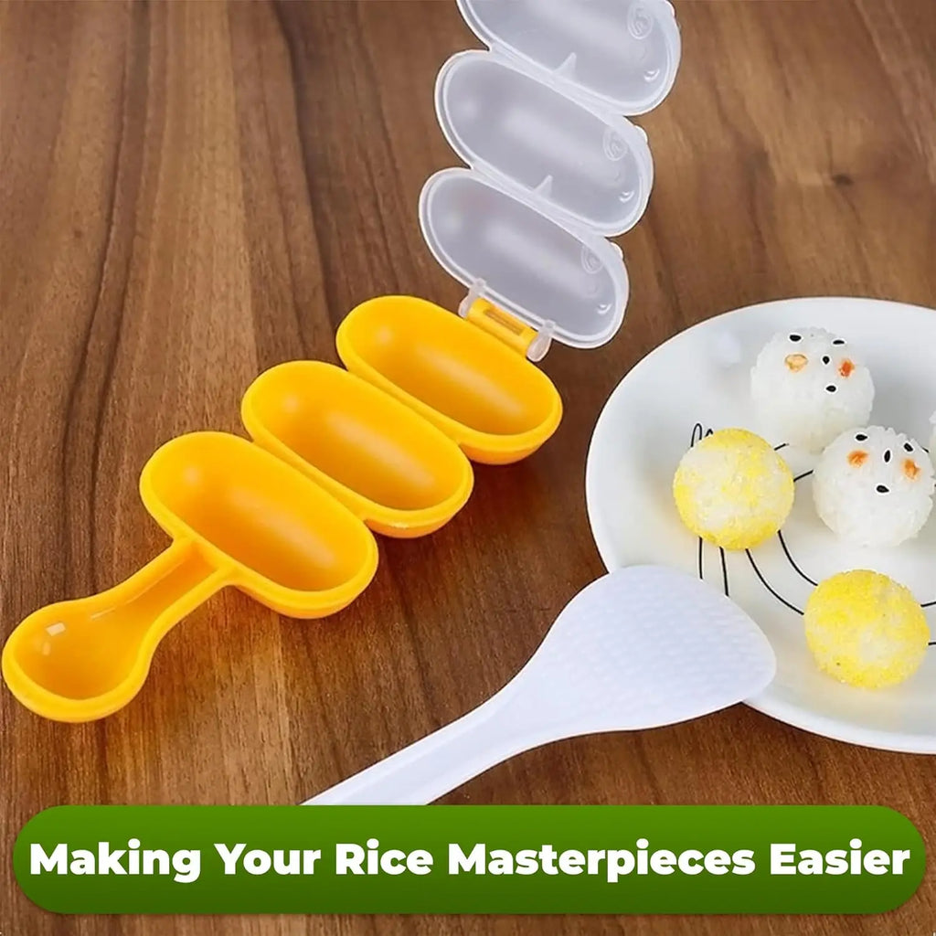 Rice Ball Maker Mold with Rice Paddle Rice Ball Shaker for Kids DIY Lunch Maker Mould with a Mini Rice scoop