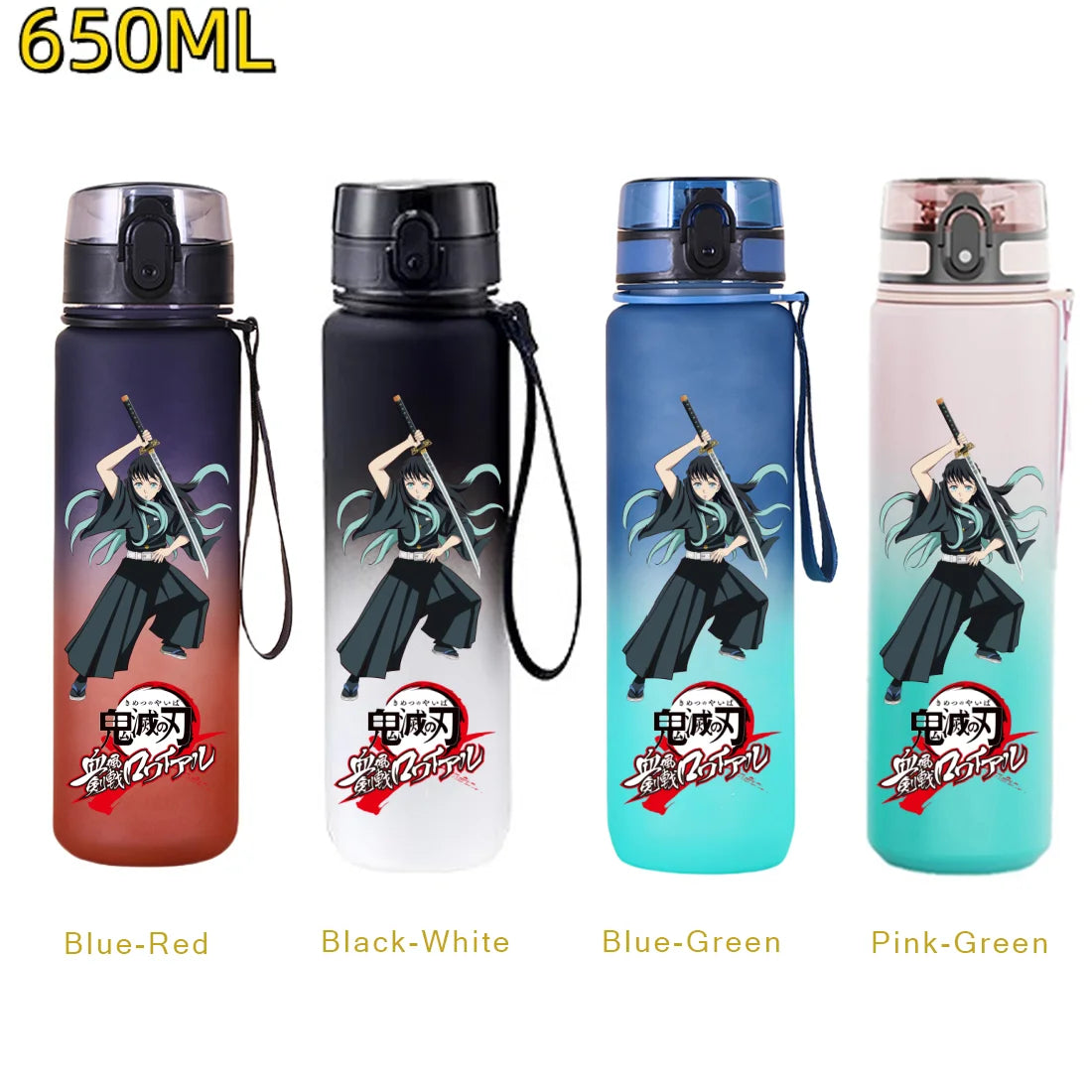 650ML Demon Slayer Kamado Tanjirou Water Bottle Kamado Nezuko Kochou Shinobu Fitness Drink Bottle Kettle Travel Office Jugs
