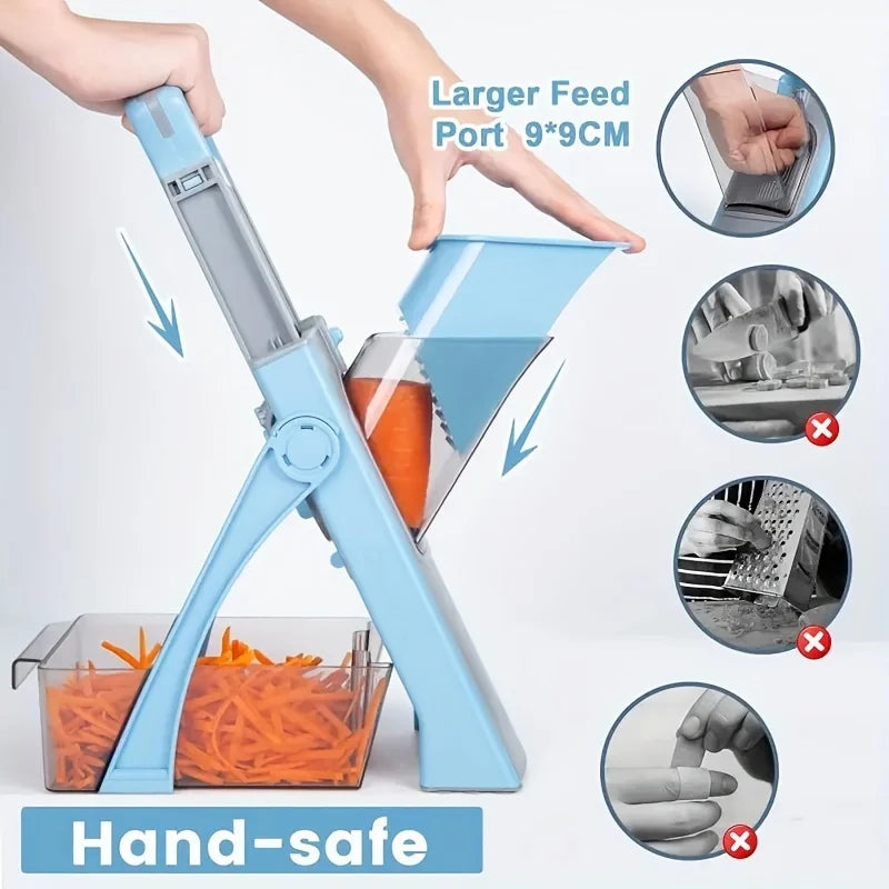 Adjustable Mandoline Slicer with Safety Glove, Large Vegetable Cutter for Potato Onion Cabbage - Food Chopper & Slicer