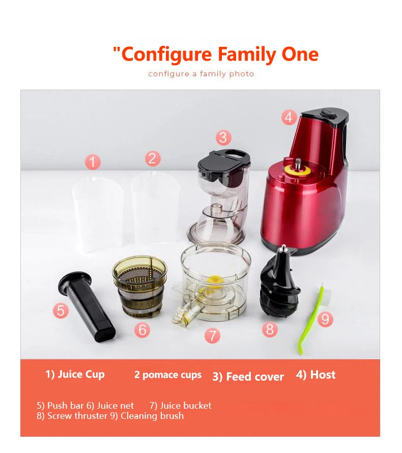 In stock Big Mouth Cold Press Commercial Orange Fruit Machine Electric Household Vegetable Juice Multifunctional Slow Juicer