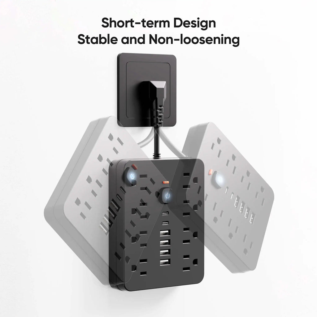 14-in-1 Multifunctional Power Strip with Switch & Surge Protection,  with 8AC Outlets & 4 USB & 2 Type-C Ports travel charger