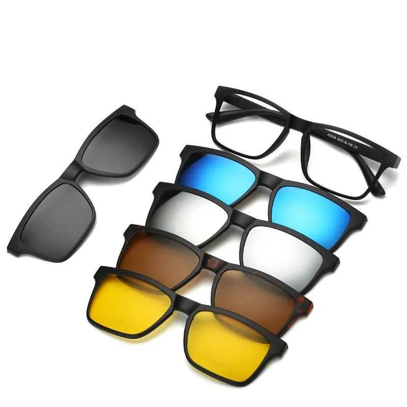 HJYFINO 5 lenes Magnet Sunglasses Clip Mirrored Clip on Sunglasses clip on glasses Polarization Clip Custom Prescription Myopia