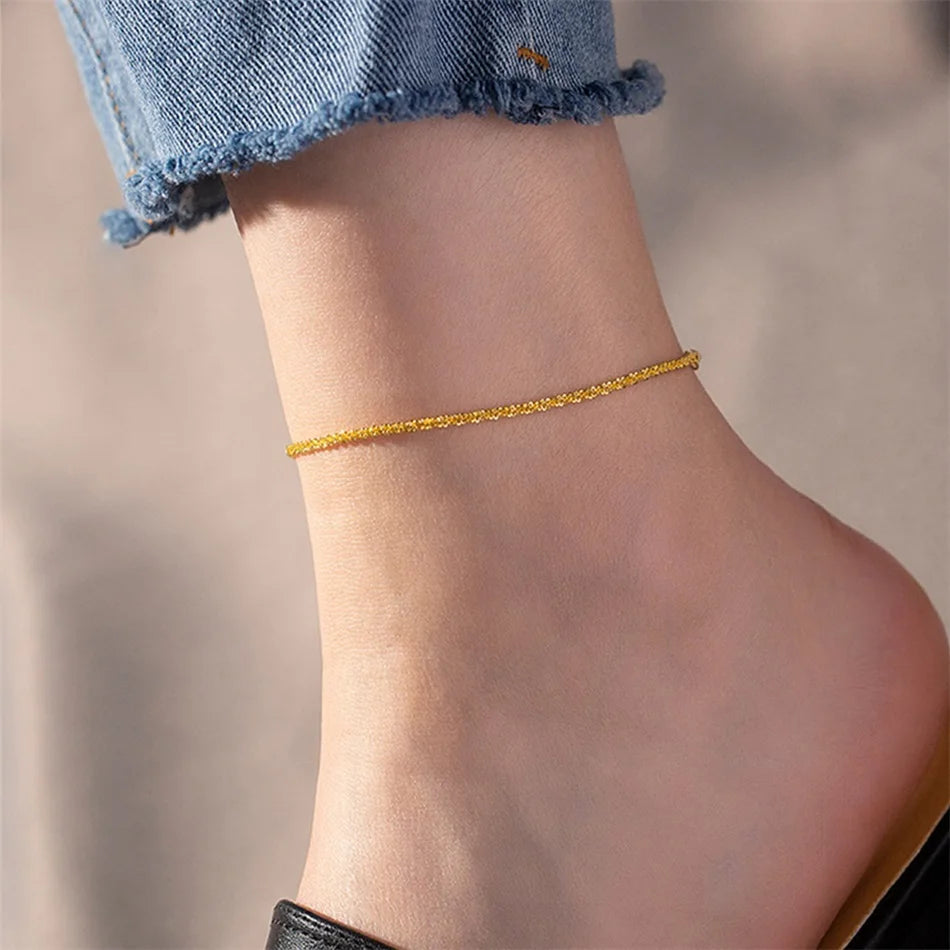 SUNIBI Stainless Steel Snake Chain Anklet for Women Summer Beach Gold Color Anklets Fashion Jewelry Dropshipping Wholesale