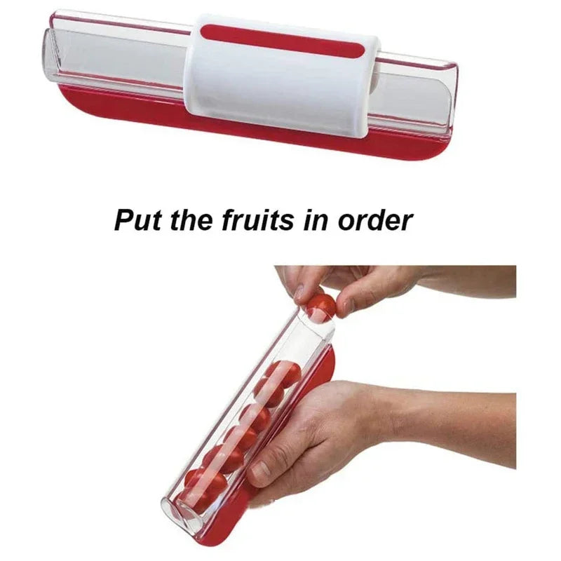 Non Stick Tomato Slicer Grape Cherry Cutter Manual Fruit Vegetable Dicer Rust Proof Blades Easy Clean Salad Prep Kitchen Gadget
