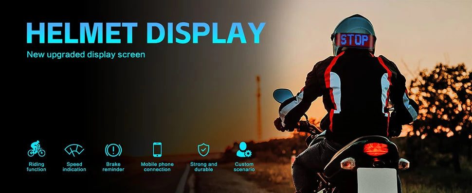 Led Helmet Display Motorcycle Helmet Warning Light Night Riding DIY RGB Bike Helmet Taillight APP Programmable LED Screen