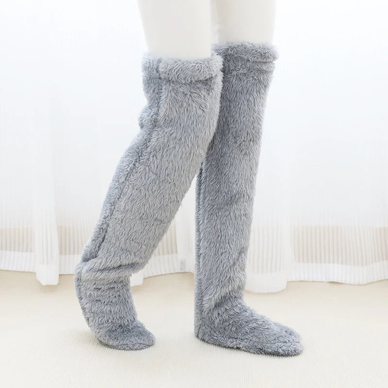 Leg Warmers storing Winter Fluffy Warm Leg Cover Home Over Knee Socks Thick koolo Leg Warmers Bed Long Socks Warm Socks