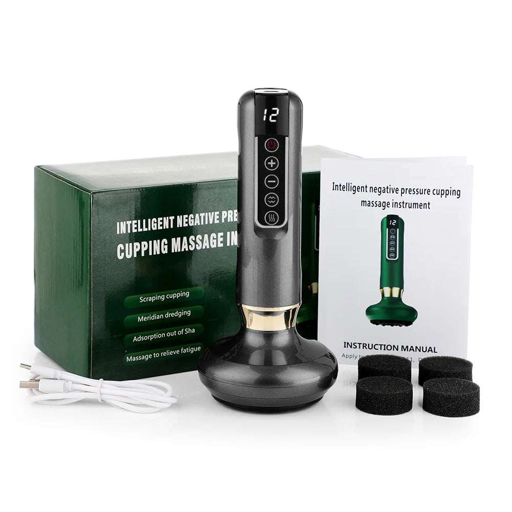 12/6 Levels Intelligent Vacuum Cupping Massager Negative Pressure Heating Wireless Scraping Apparatus Dredge Meridian Relax