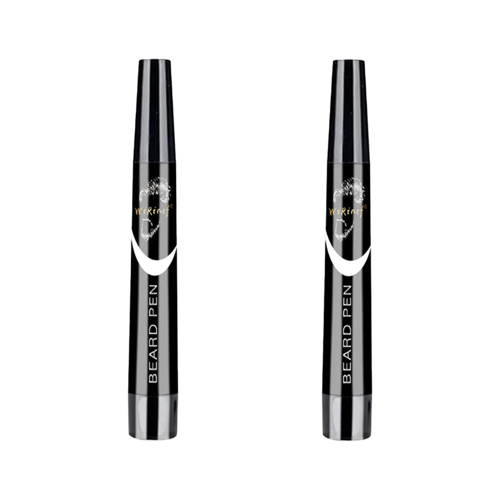 Multi-Pack Bundle Beard Pen Black Kit Barber Styling Pencil with Brush Natural Finish Cover Facial Hair Patches Tool