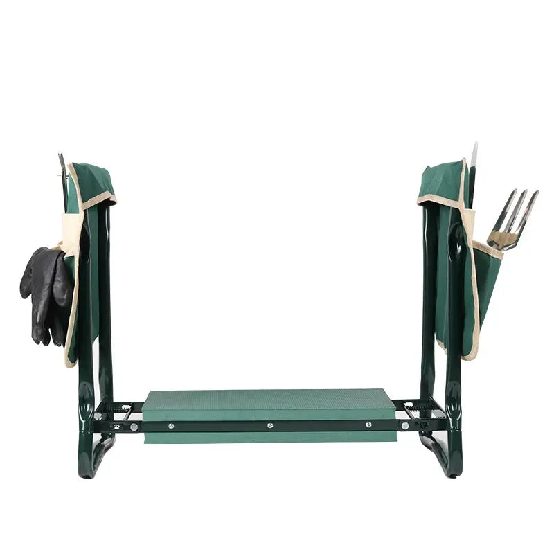 Garden Kneeling Stool with Tool Pouch 2-in-1 Portable Seat Knee Pad Outdoor Gardening Chair with Pockets