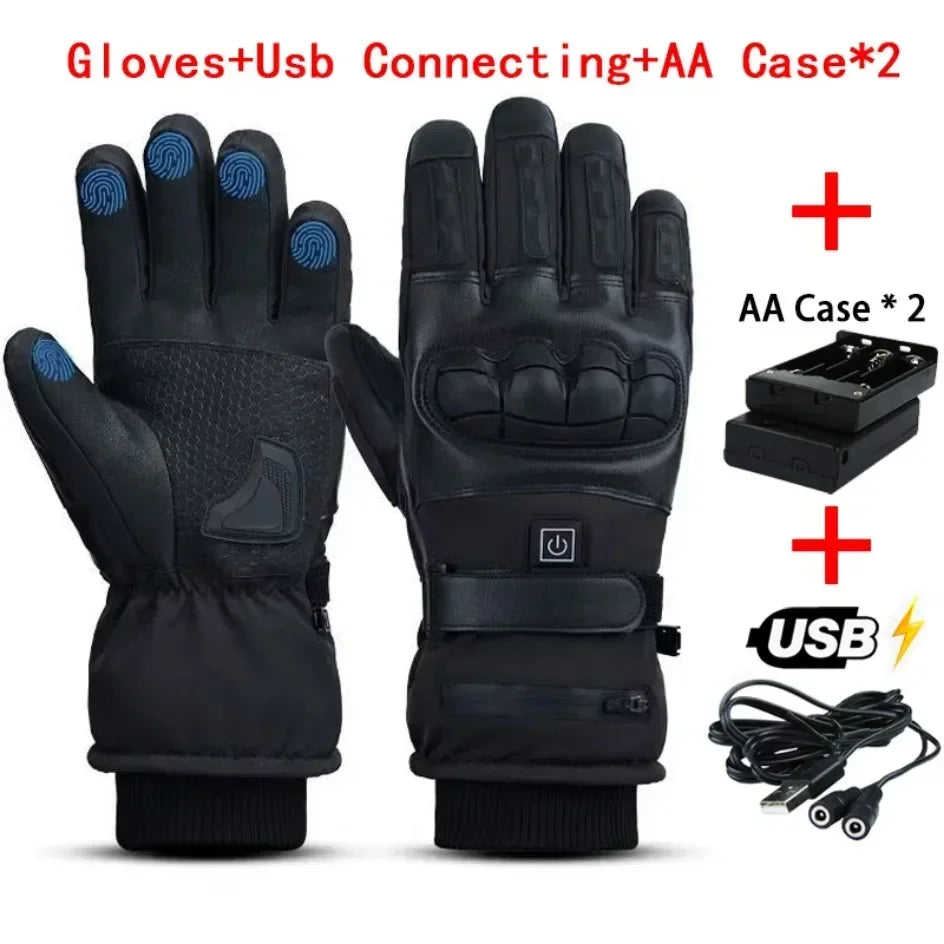 Heated Motorcycle Gloves for Men Tactical Winter Gloves Bicycle Supplies Skiing Gear Bike Accessories Warm Cycling