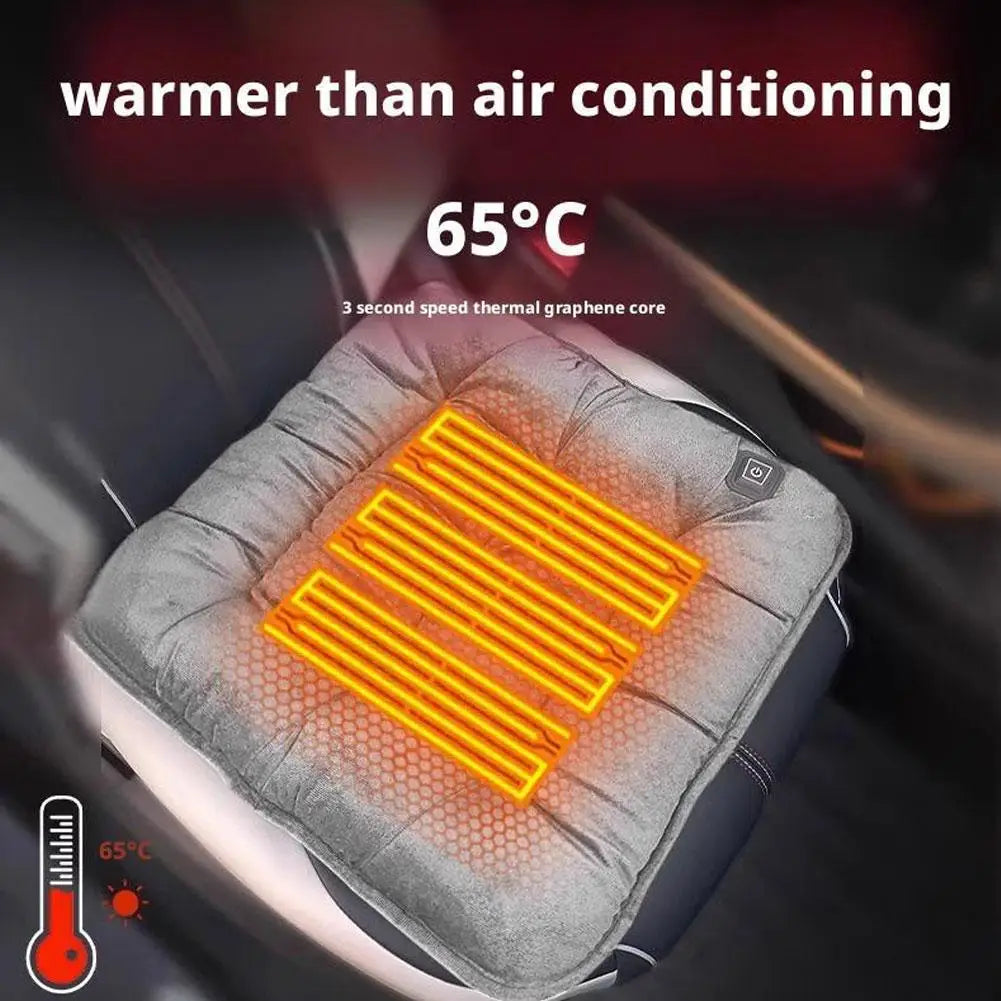 Car Heated Seat Cushion Winter Plush Seat Cushion Quick-Heating For Car, Home, 12V USB Electric Heating Single Pad