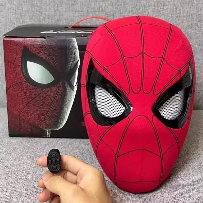 New Miles Spiderman Mask Headgear Cosplay Moving Eyes Electronic Mask 1:1 Remote Control Creative Cool Adult Kid Toys Gifts