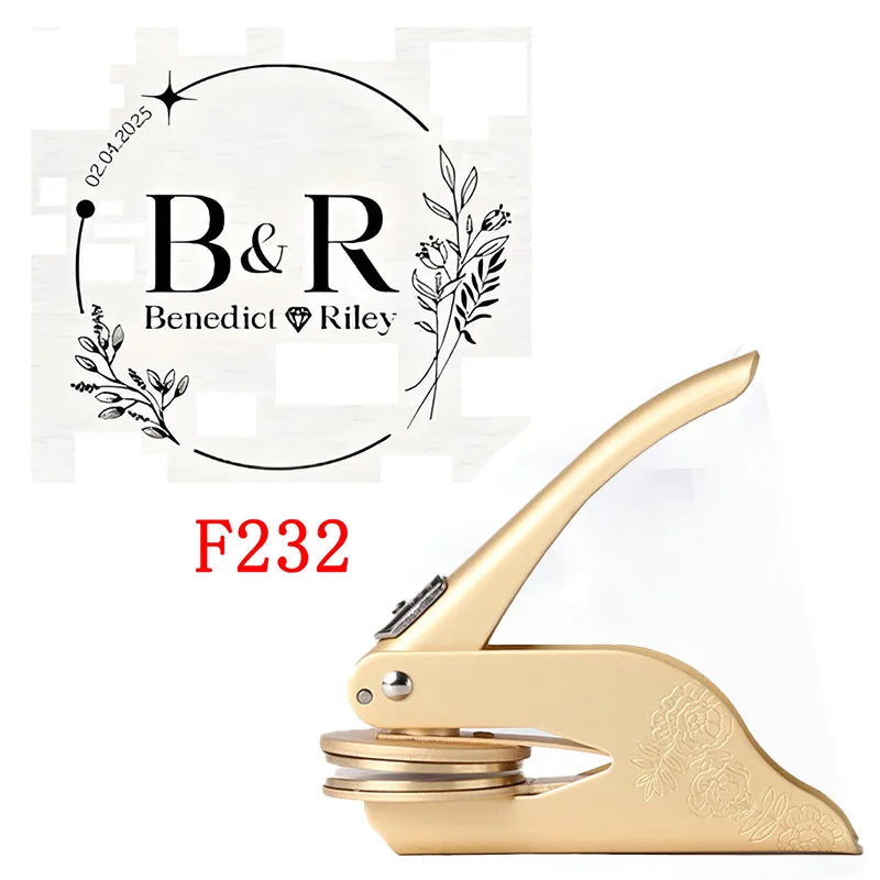 Custom Initials Embosser Stamp,Book Embosser Personalized LOGO Wedding Embossing Stamp, Address Stamp, Form the Library Embosser