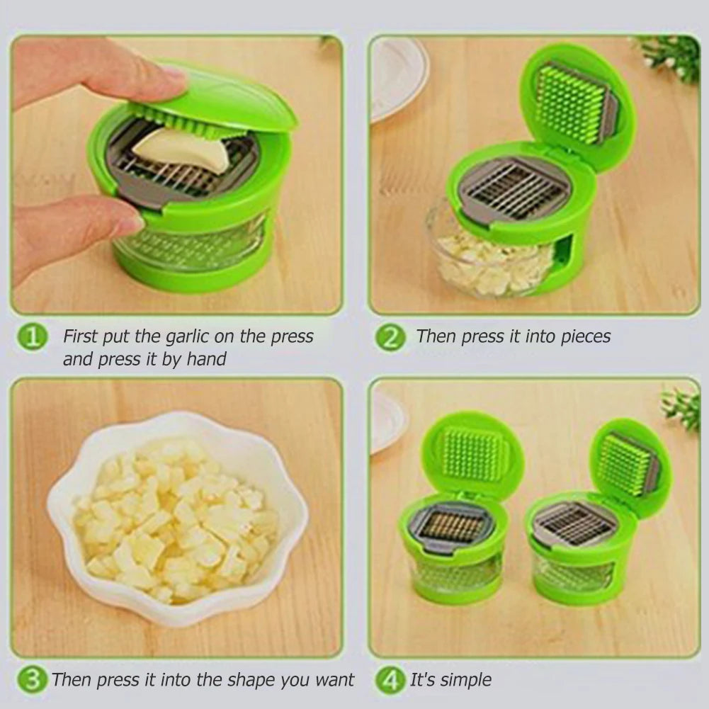 Creative Garlic Press Presser ABS Stainless Steel Garlic Mud Masher Labor-saving Non-slip Cover for Home Kitchen Vegetable Tools