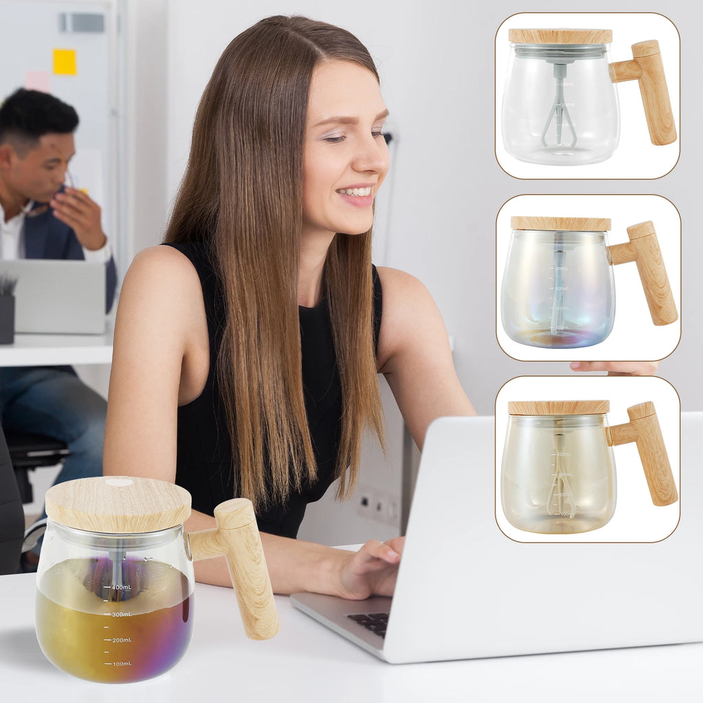 1 Pc Self Stirring Mug with Measurement Glass Self Mixing Mug 400ML Selfs Mixing Cups Battery Powered Selfs Stirring Coffee Mugs