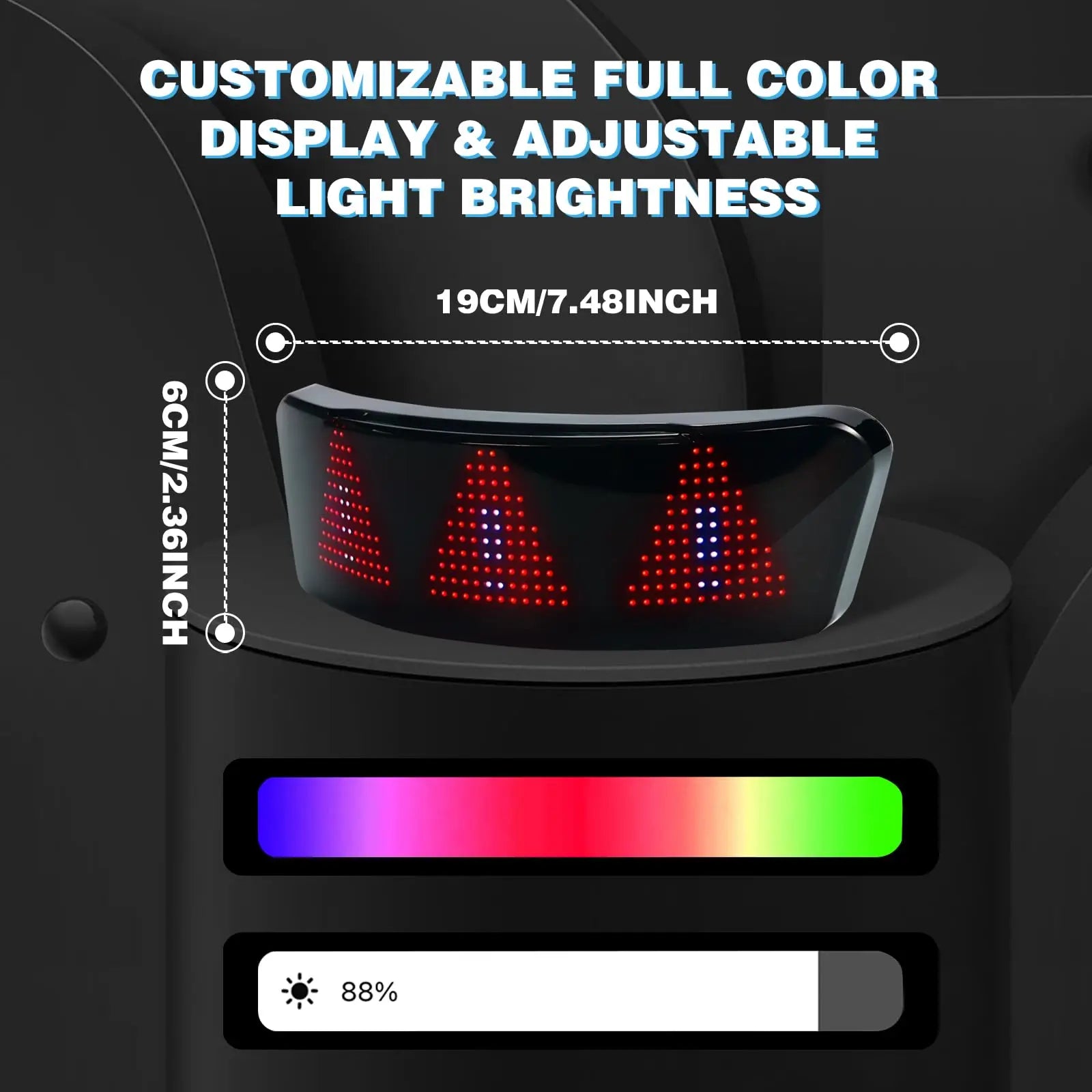 Led Helmet Display Motorcycle Helmet Warning Light Night Riding DIY RGB Bike Helmet Taillight APP Programmable LED Screen
