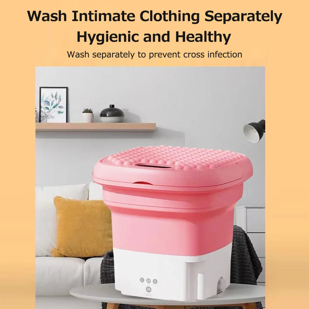 Washing Machine Small Household Folding Portable Automatic Ultrasonic Forward and Reverse Pulsator Elution Dual Purpose Imitatio