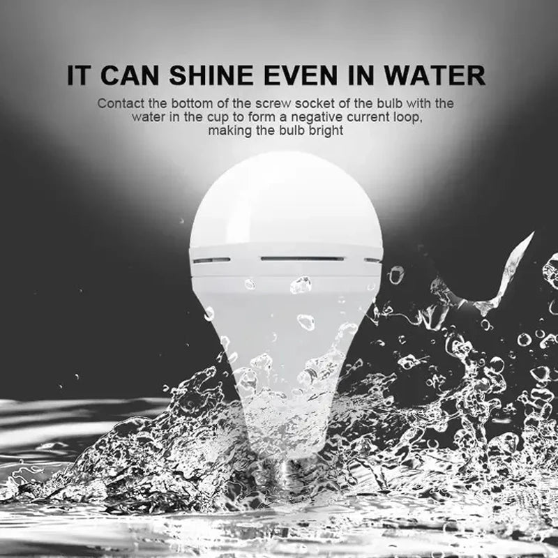 7W/9W/12W/15W Emergency Light Bulb LED Handheld Hanging Charging Energy-Saving Light Bulb Portable Household Tent Fishing Lamp