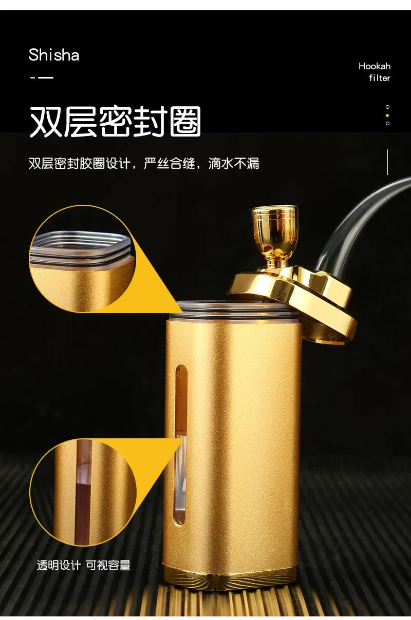 2026 New Hookah Bottle Personalized Engraving Pattern Portable Gift for Men's Thick Medium and Thin Tobacco 4 Water Bucket Pot