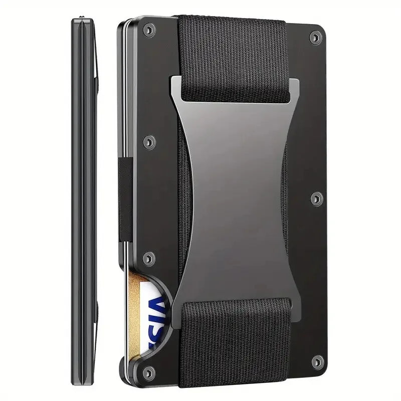 New Slim Fashion RFID Protection Card Holder Men Women Aluminum Wallet Elasticity Back Pouch ID Credit Case Unisex Travel Purse