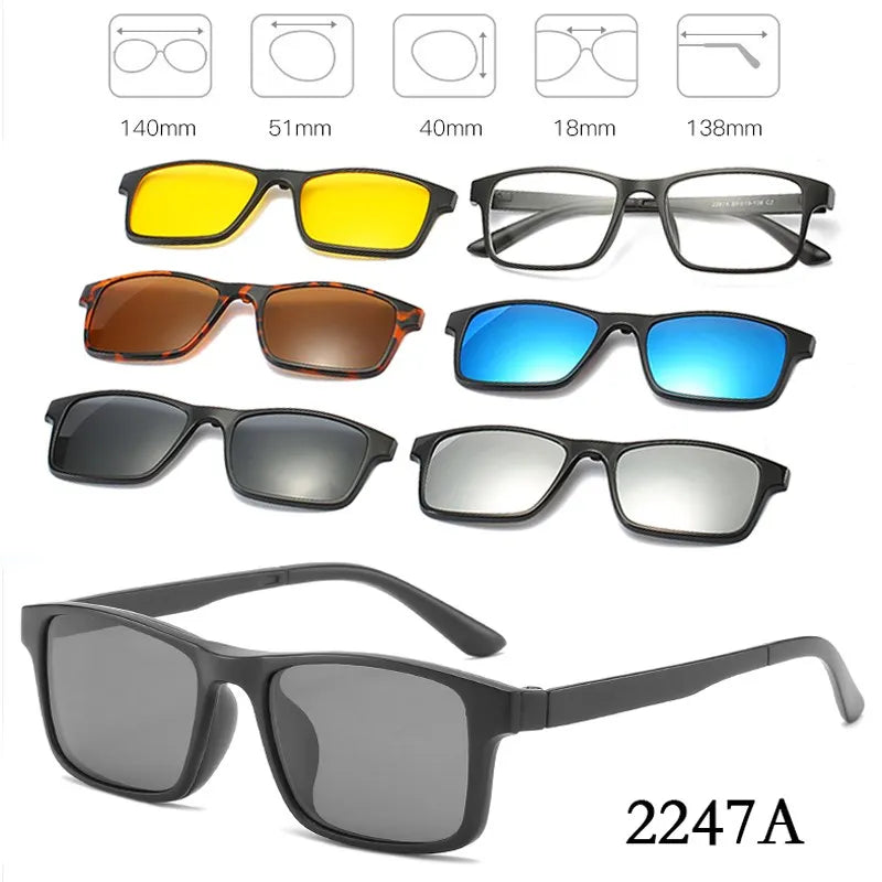 HJYFINO 5 lenes Magnet Sunglasses Clip Mirrored Clip on Sunglasses clip on glasses Polarization Clip Custom Prescription Myopia