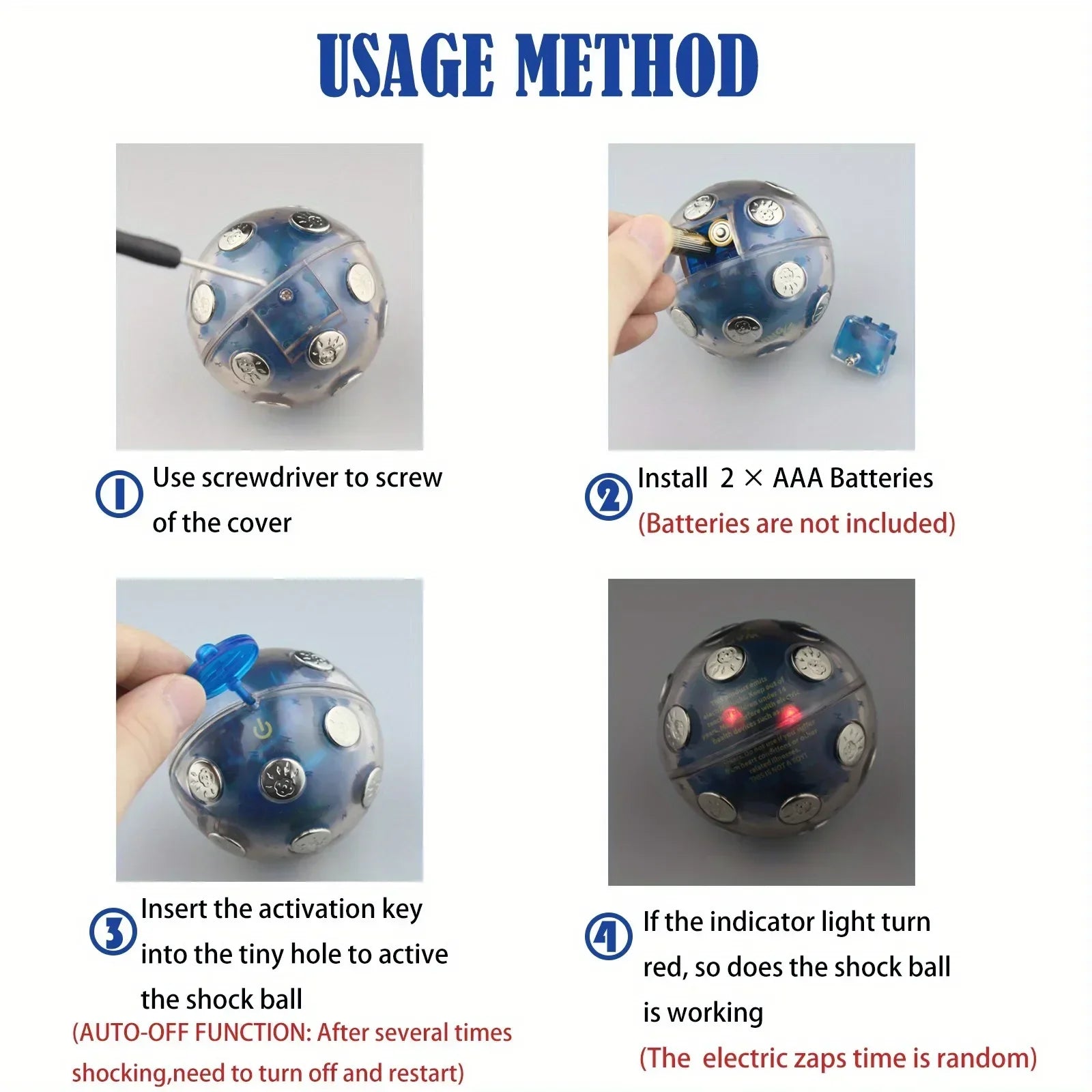 Novelty Toy Safe Electric Shocking Ball Shock Glowing Ball Stress Relief Auto Off Prank Trick Magnetic Ball Holiday Party Game