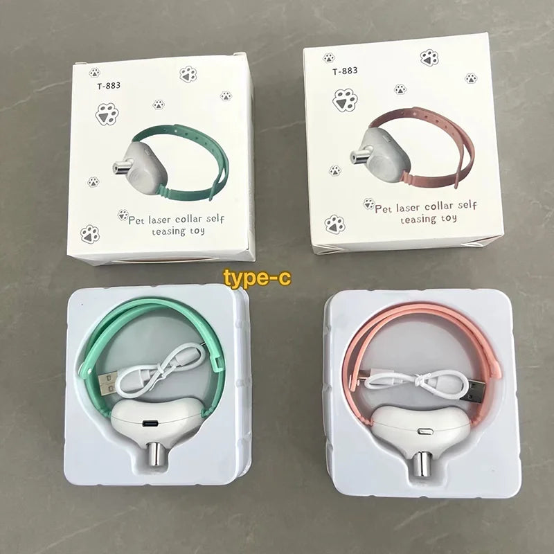 Rechargeable Cat Collar Laser Toy with Red Light, Interactive Cat Laser Toy for Bored Indoor Cats, Electric Laser Collar Toy