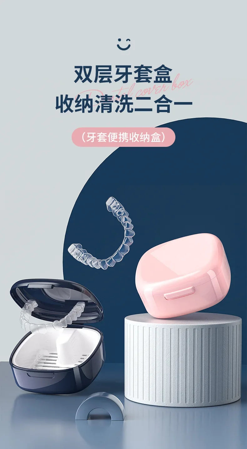Retainer Case Portable Mouth Guard Box Oral Cleaning False Teeth Denture Storage Box Teeth Aligner Braces Box Orthodontic