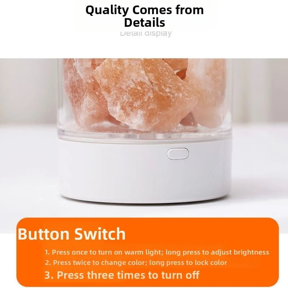 Unique Crafts Natural Crystal Salt Lamp USB Powered 7 Color Lights Table Lava Lamp Eye Protection LED Table Light Christmas