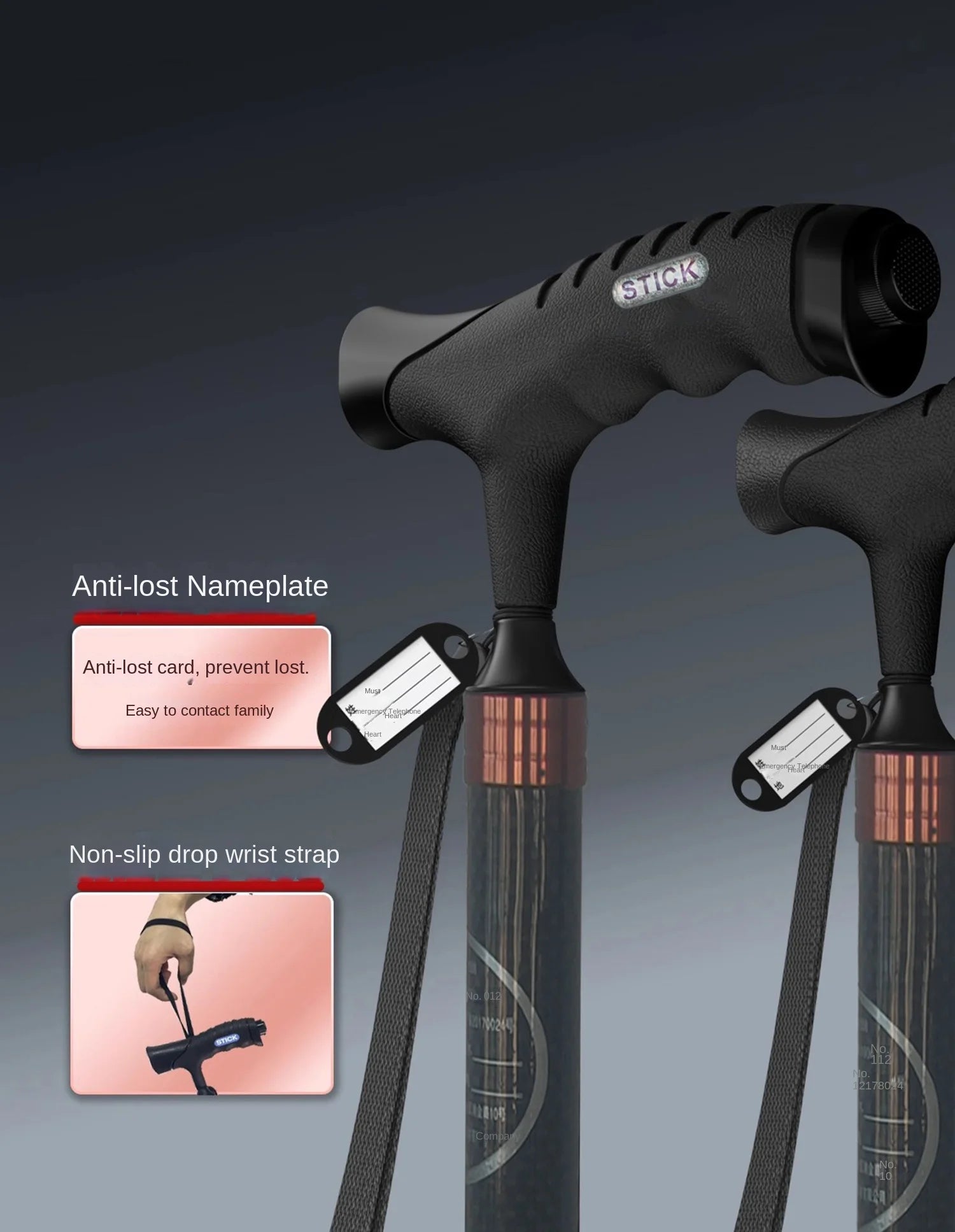 Carbon Fiber crutches for Walking Stick with Light Elderly Hiking Cane Night Lighting Stretchable cane with lamp for Walking Saf