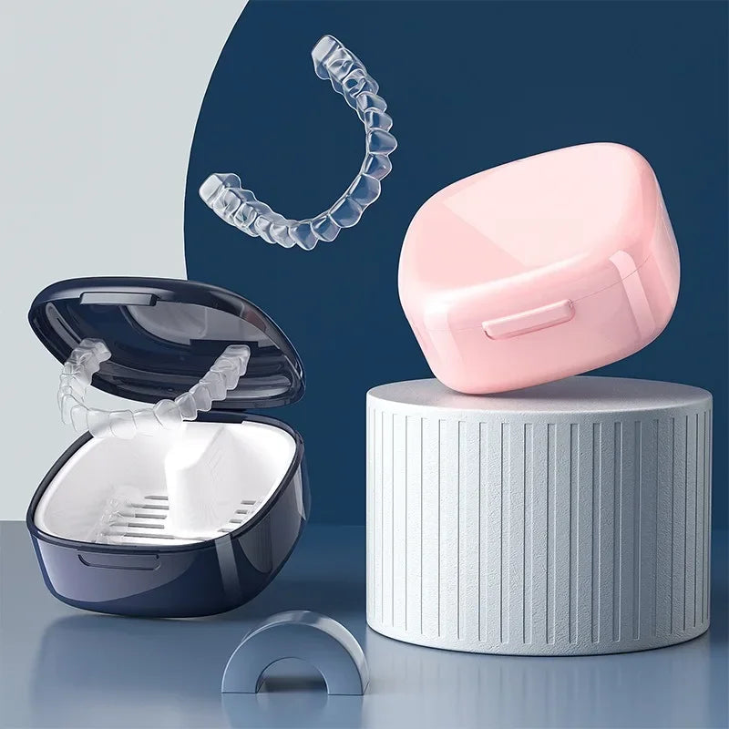 Retainer Case Portable Mouth Guard Box Oral Cleaning False Teeth Denture Storage Box Teeth Aligner Braces Box Orthodontic