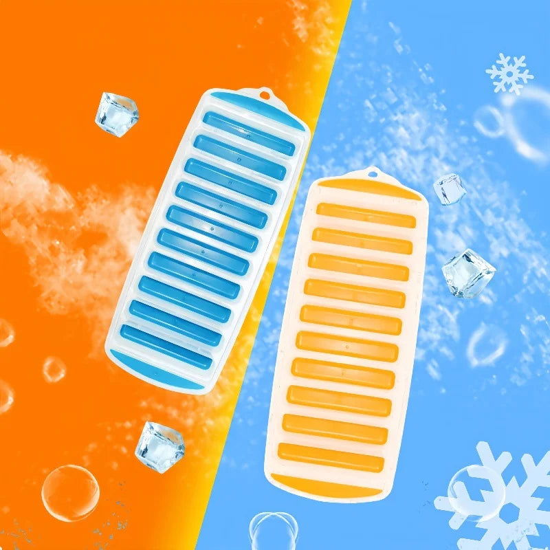Pop Out Plastic Ice Cube Tray with Lid Reusable Ice Stick Tray Mold for Water and Sport Bottles