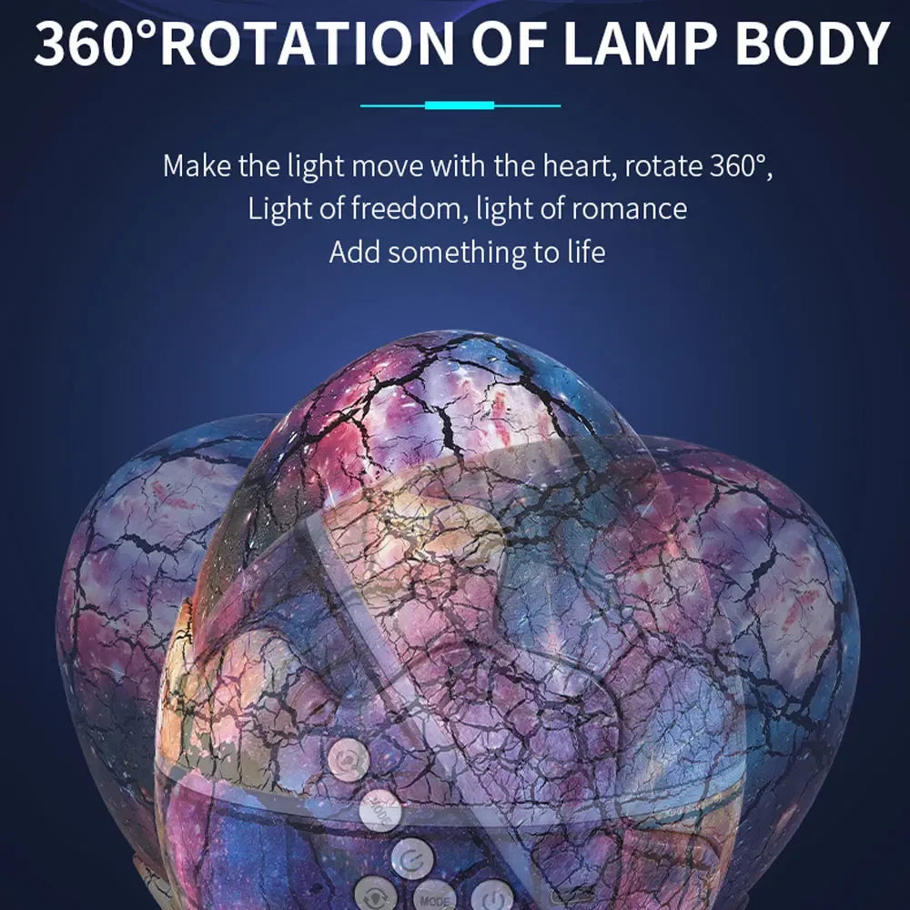 Dinosaur Egg Galaxy Projector with Remote Control Bluetooth Speaker LED Night Light Starry Sky Projection Light Children's Gift