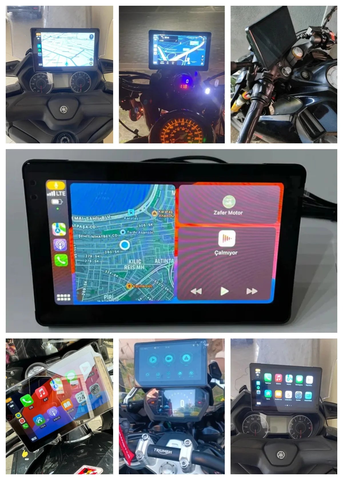 Srnubi 7 Inch Motorcycle Portable Navigation GPS Wireless Carplay Android Auto IP67 Waterproof Motorcycle Touch Screen Display