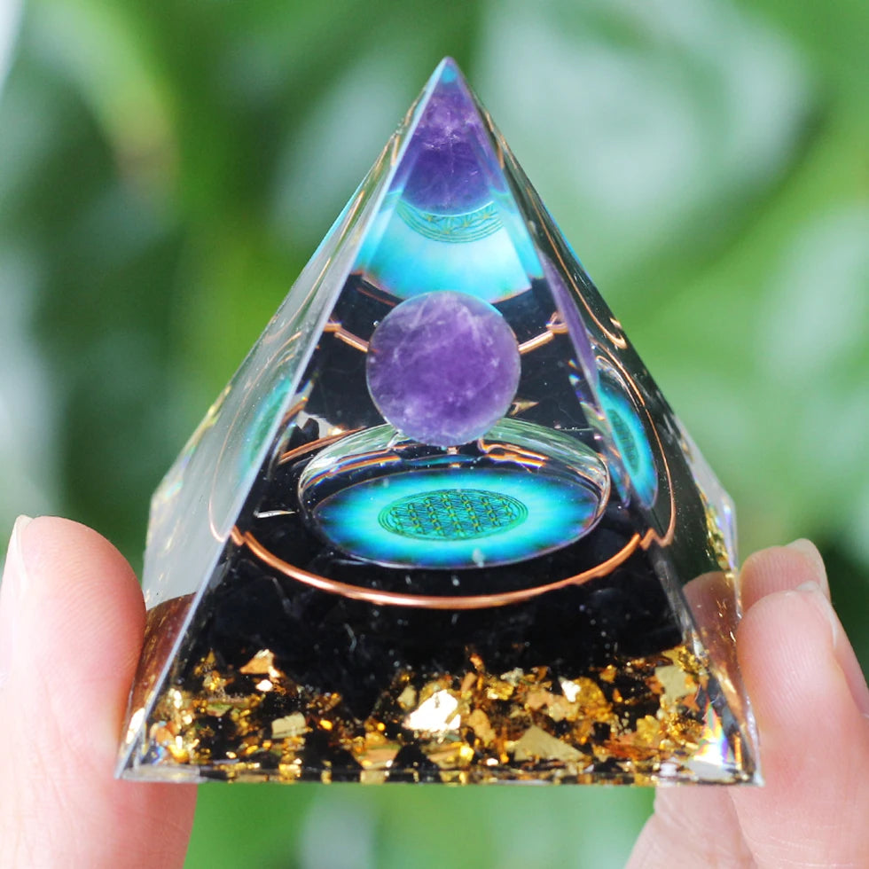 Orgonite Pyramid Crystals Natural Stone Orgone Energy Generator Healing Reiki Chakra Meditation Ornaments Crafts Office Decor
