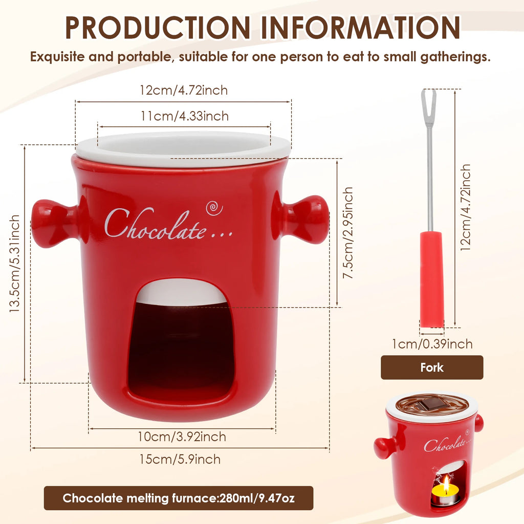 280ml Fondue Pots Fondue Mug Personal Mini Chocolate Cheese Ice Cream Fondue Maker Kit Individual Butter Melter Cup Small Warmer