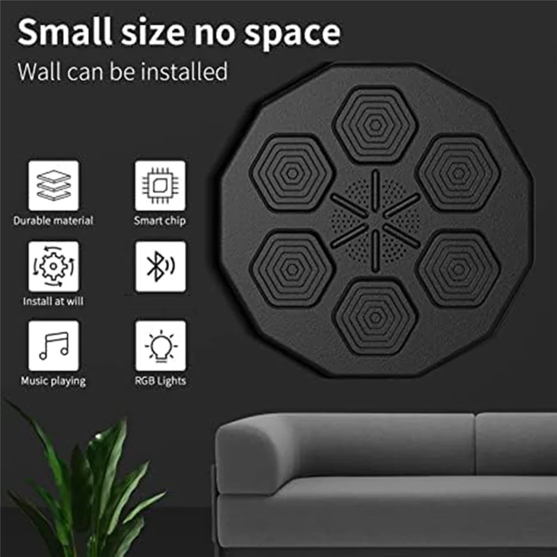 Qcvv-Electronic Music Boxing Pad,Wall Mounted Boxing Machine